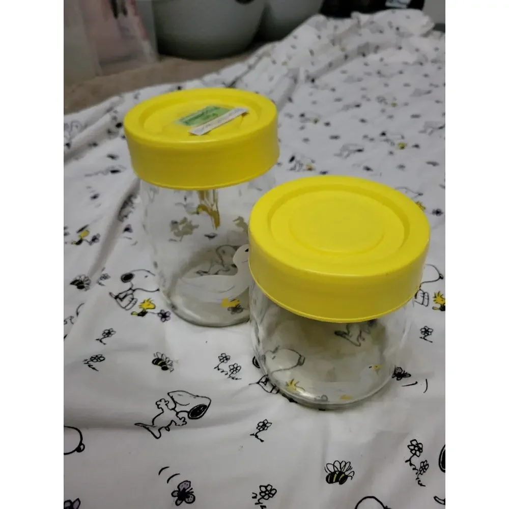 Vintage Carlton Glass 1982 Yellow Duck Canister Lidded Jar X 2